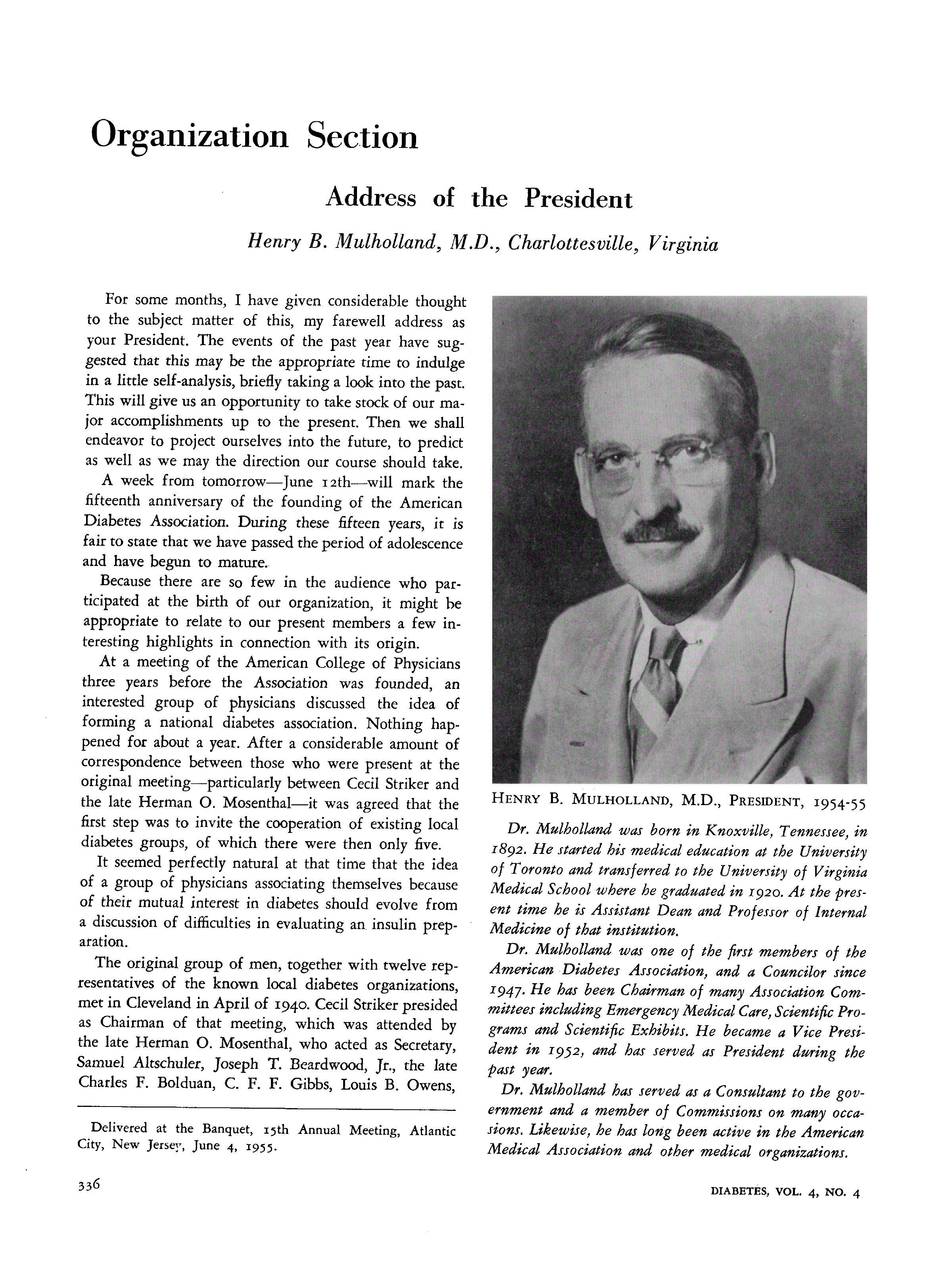 First page of Address of the President