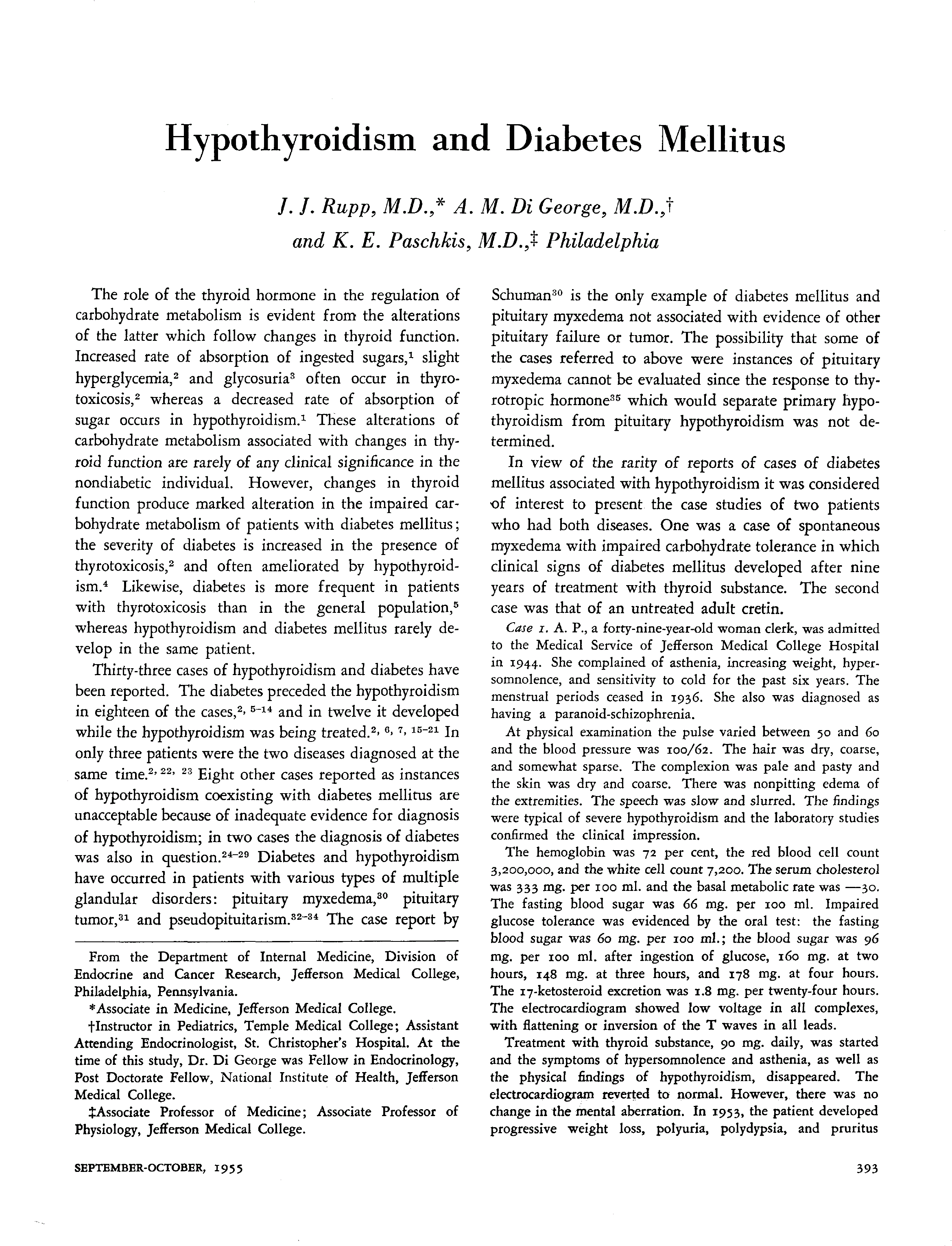 First page of Hypothyroidism and Diabetes Mellitus