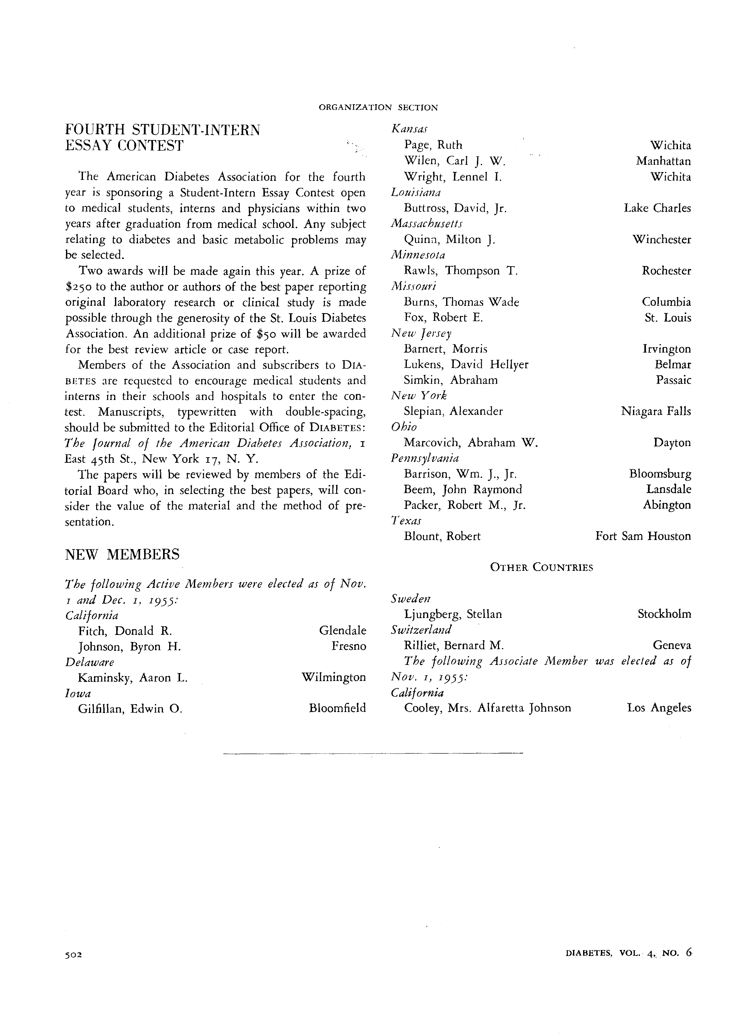 First page of Fourth Student-Intern Essay Contest
