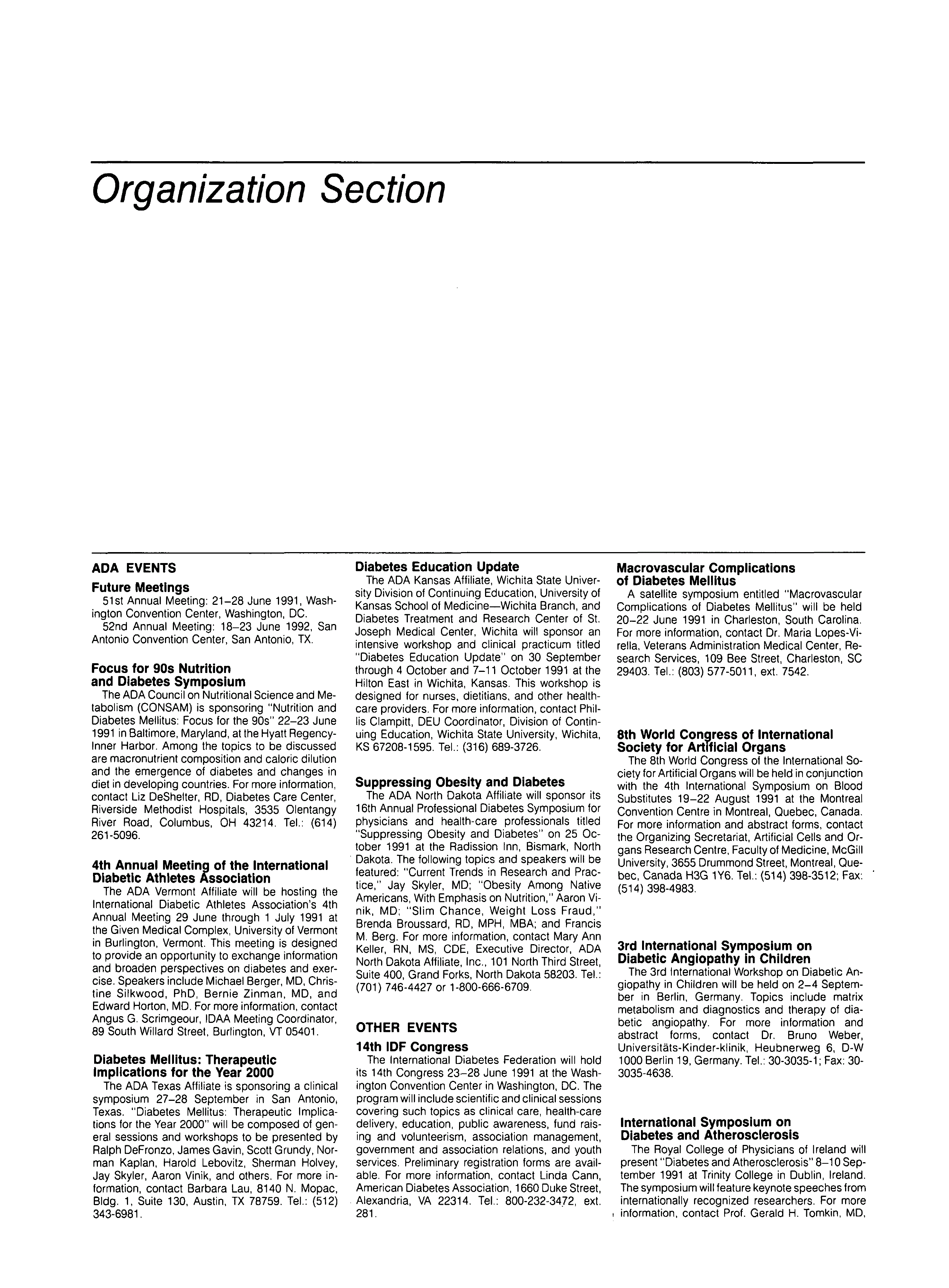 First page of Organization Section