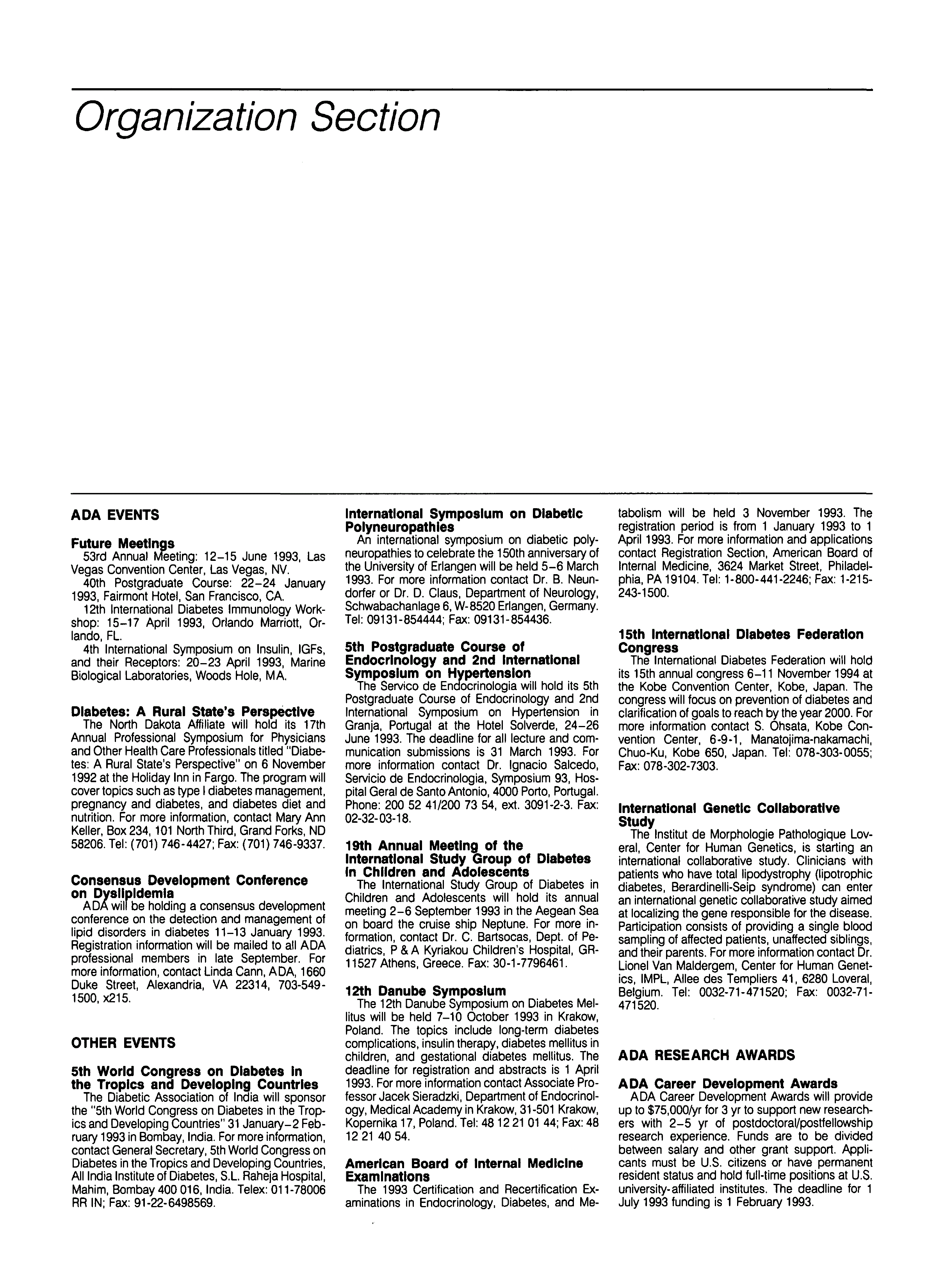 First page of ADA Events