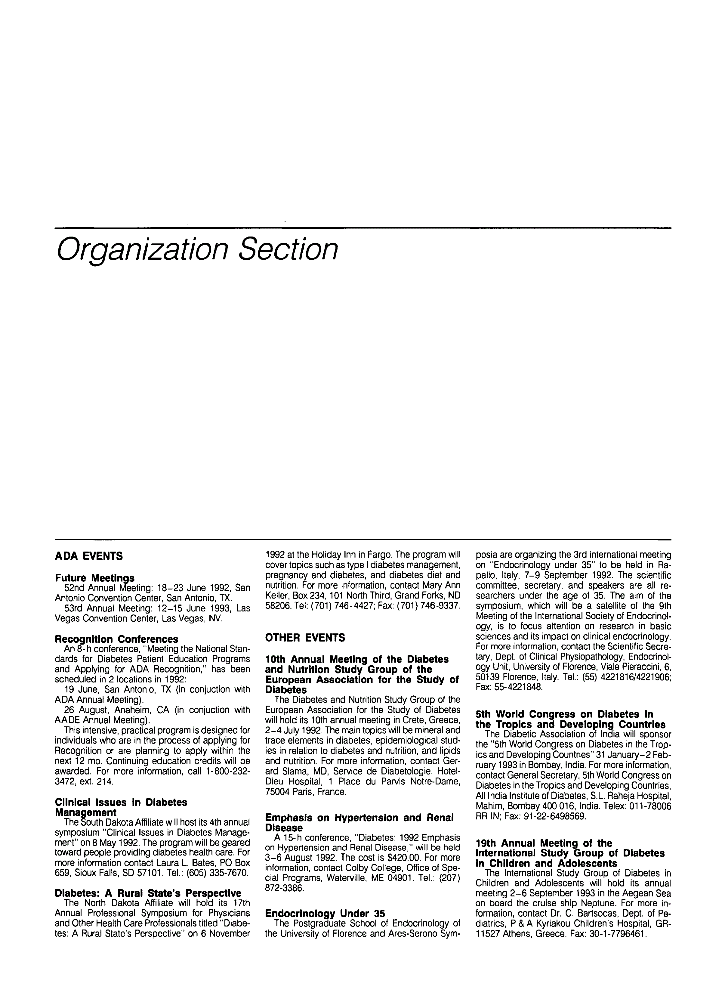 First page of Organization Section