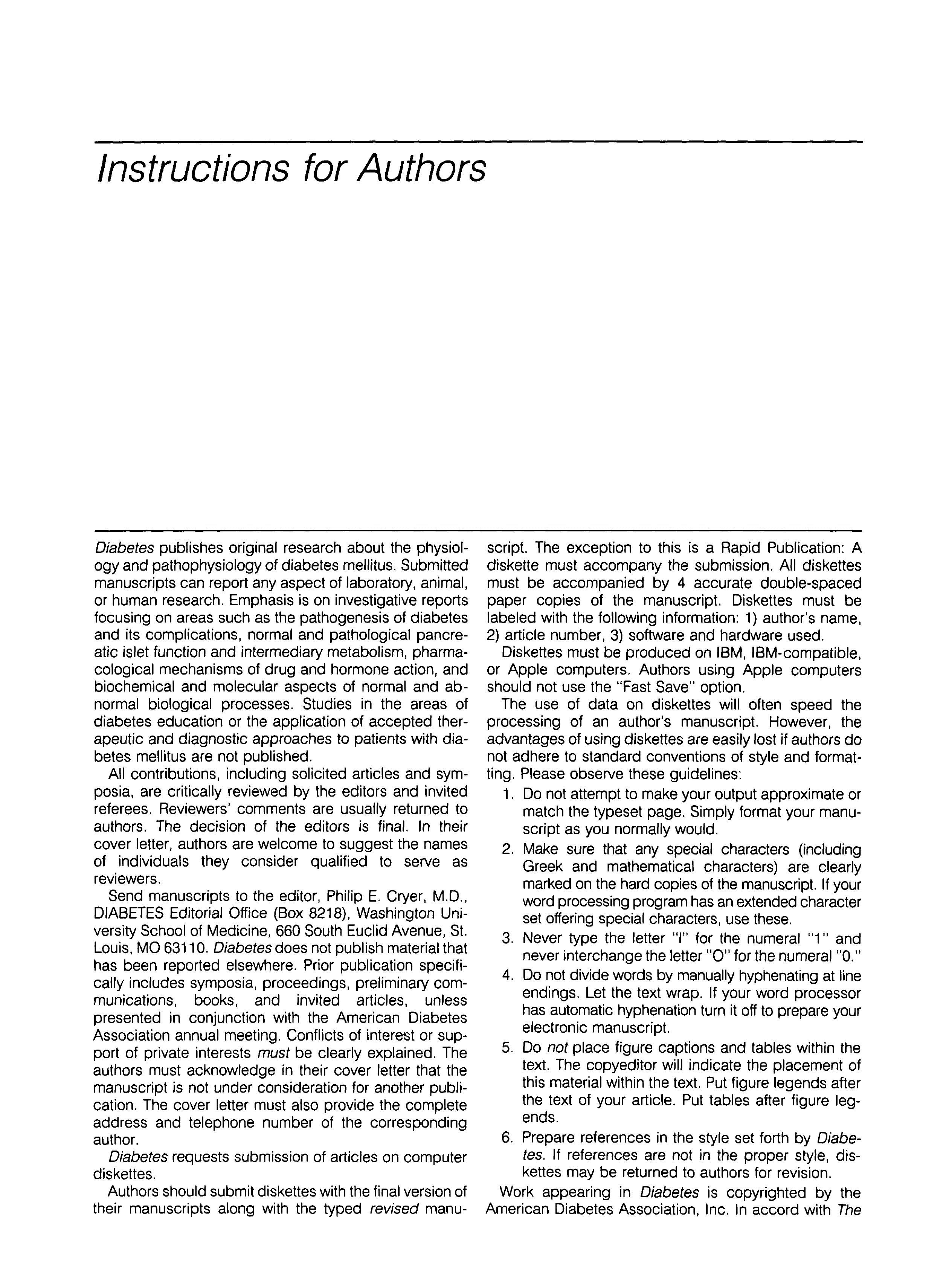 First page of Instructions for Authors
