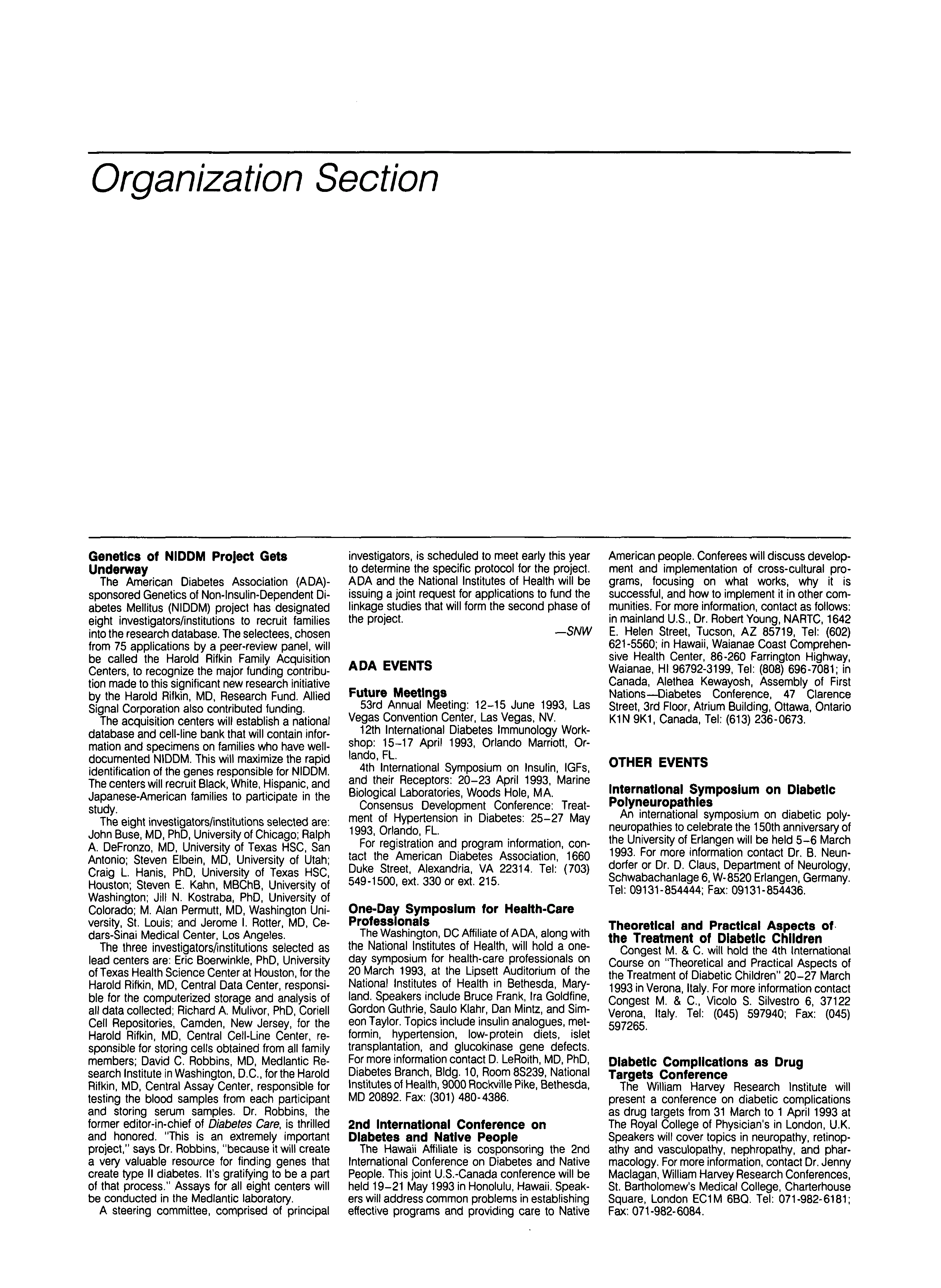 First page of Organization Section