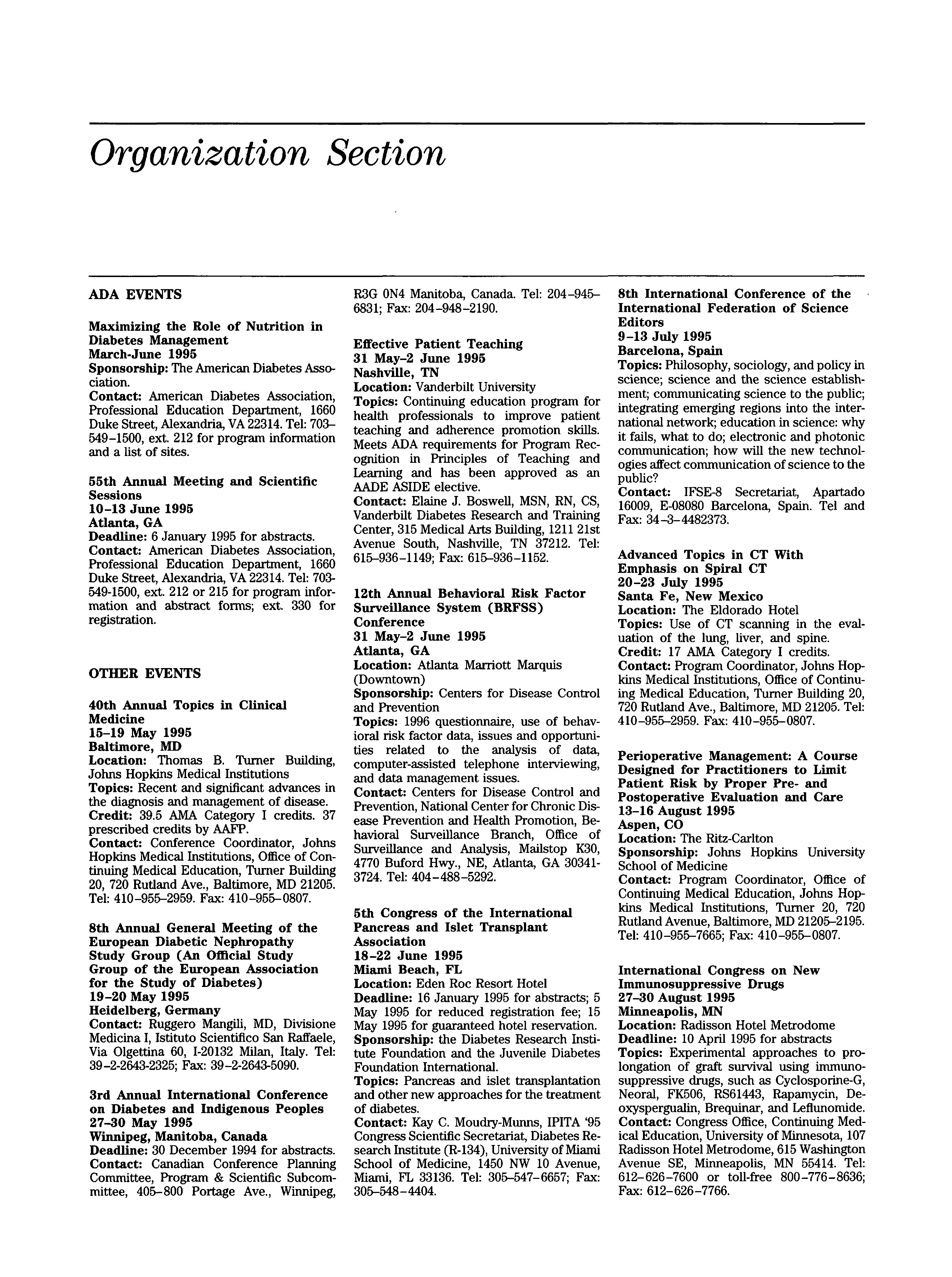 First page of Organization Section