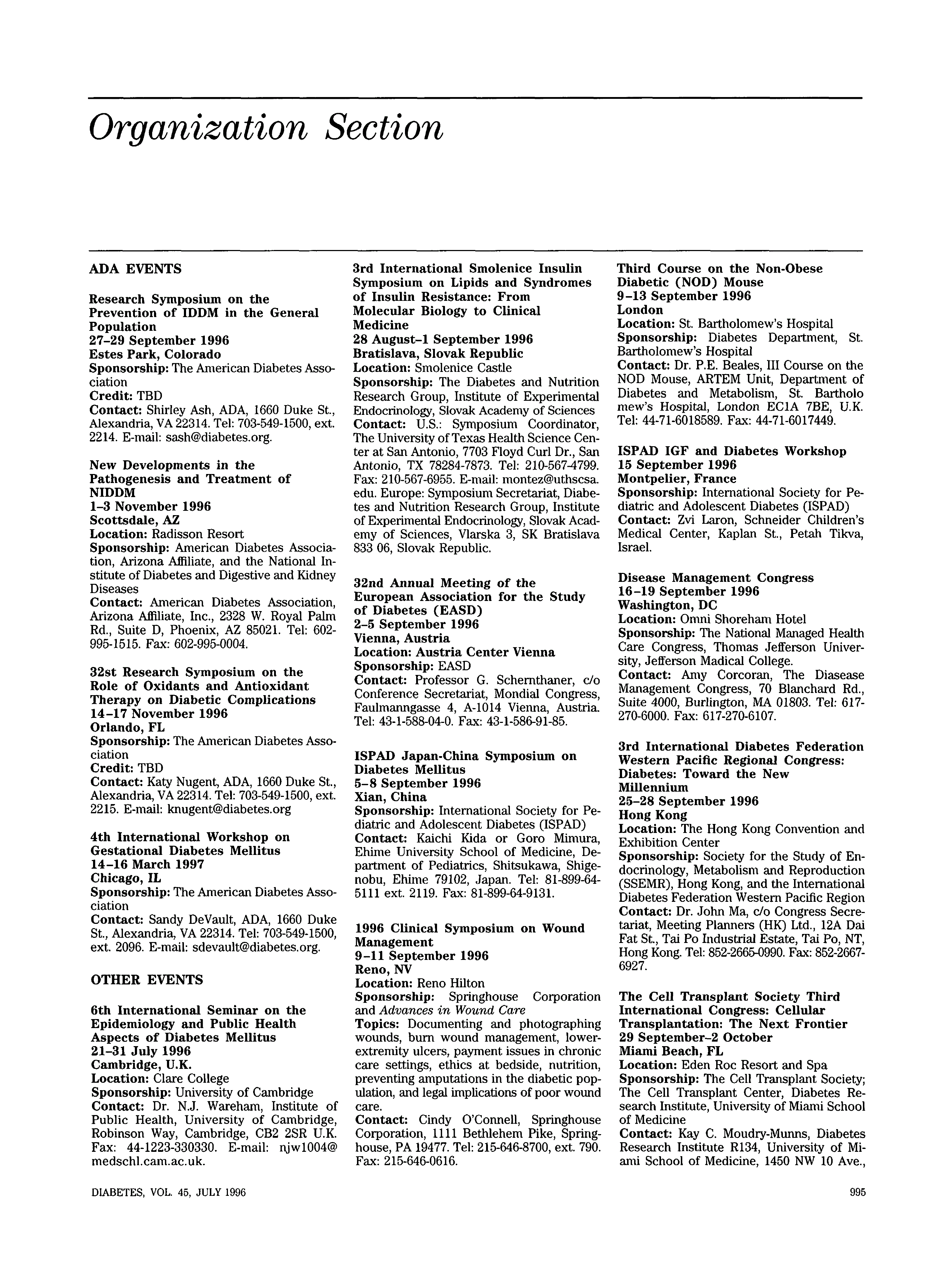 First page of Organization Section