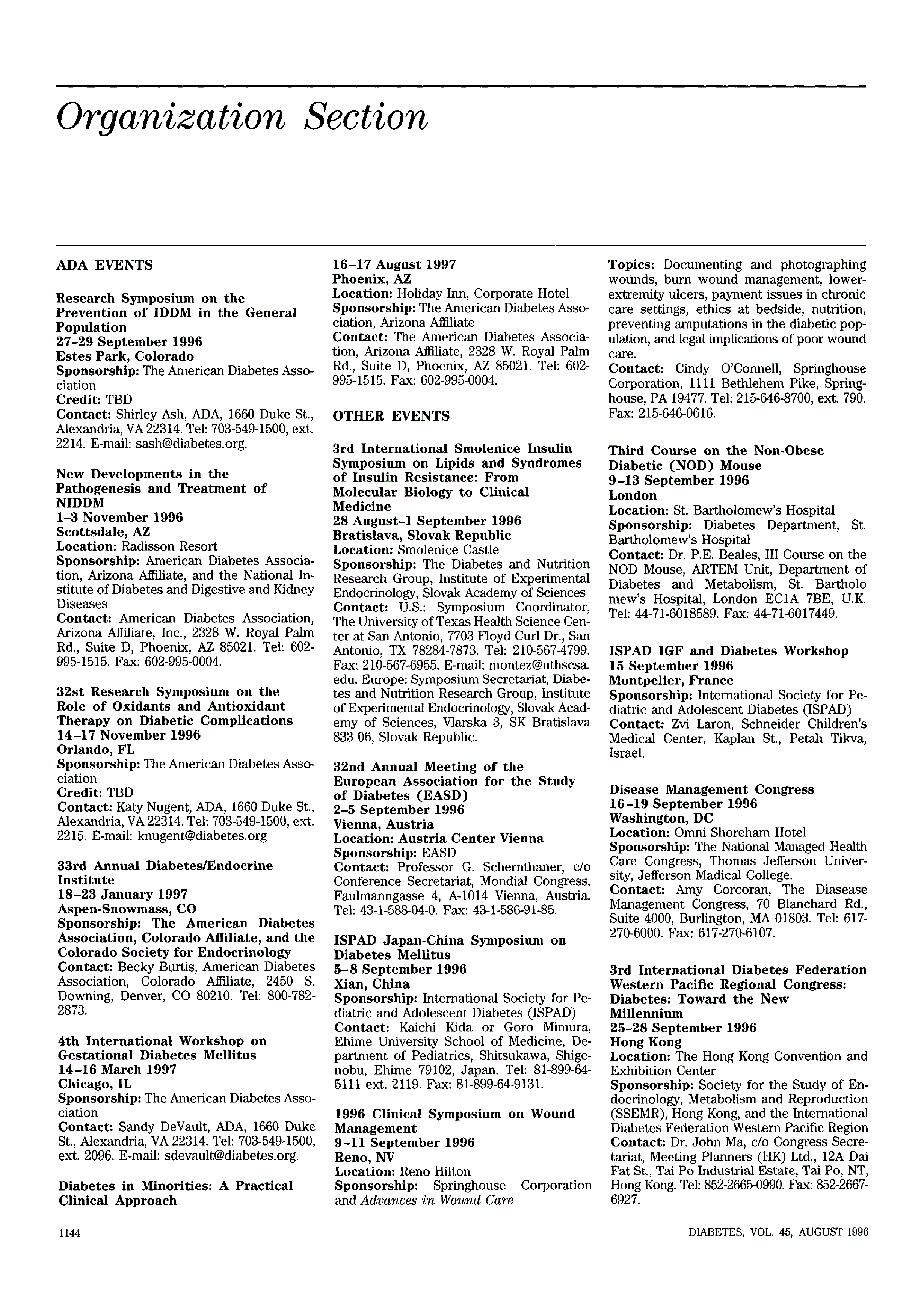 First page of Organization Section