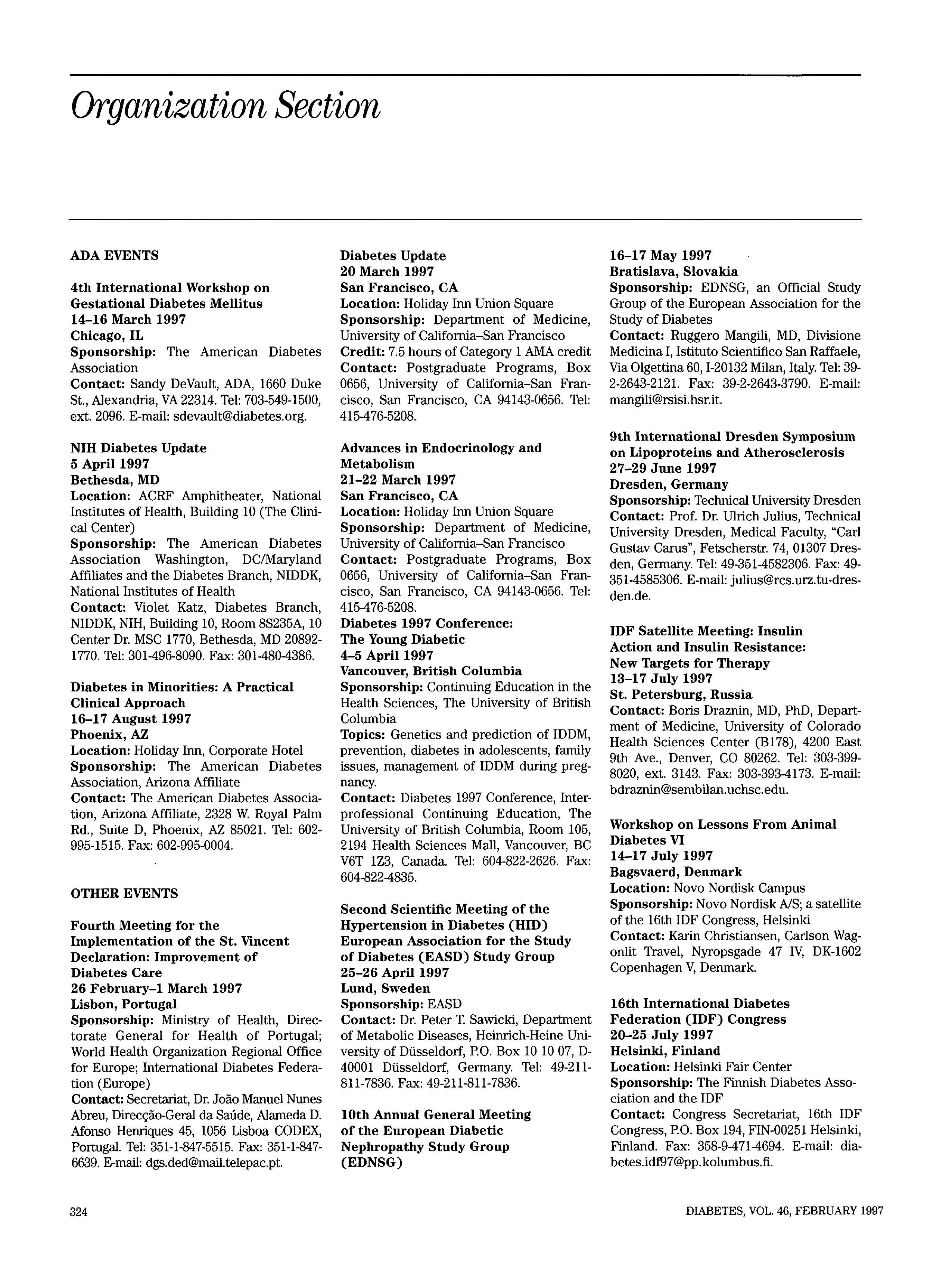 First page of Organization Section