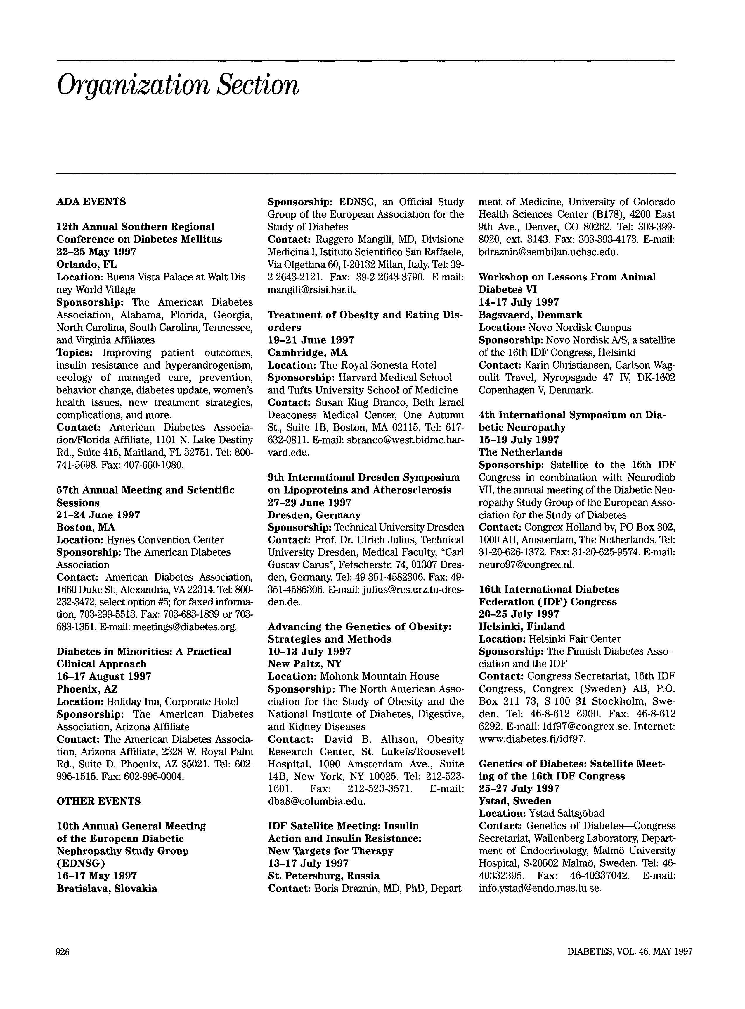 First page of Organization Section
