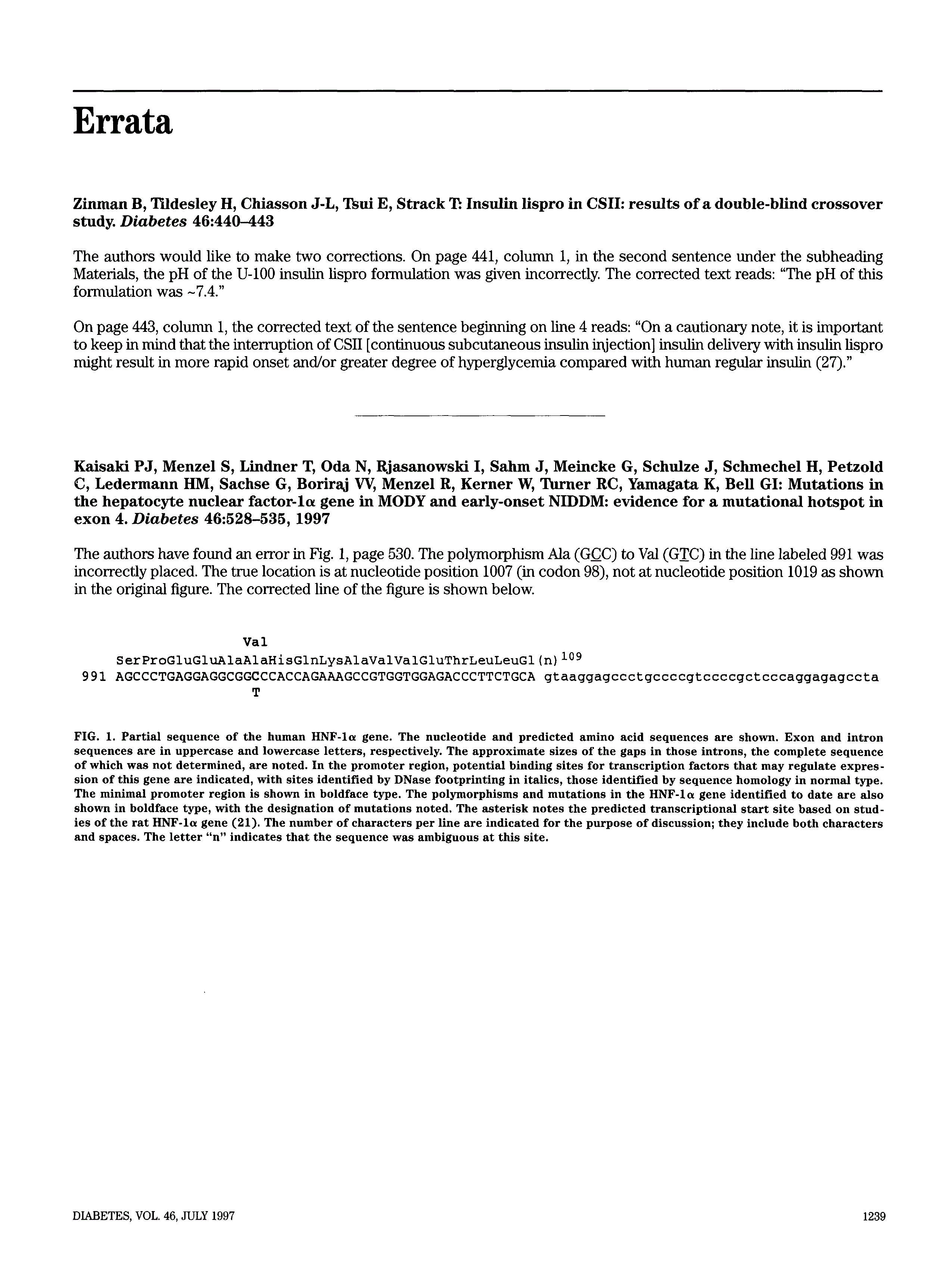 First page of Errata