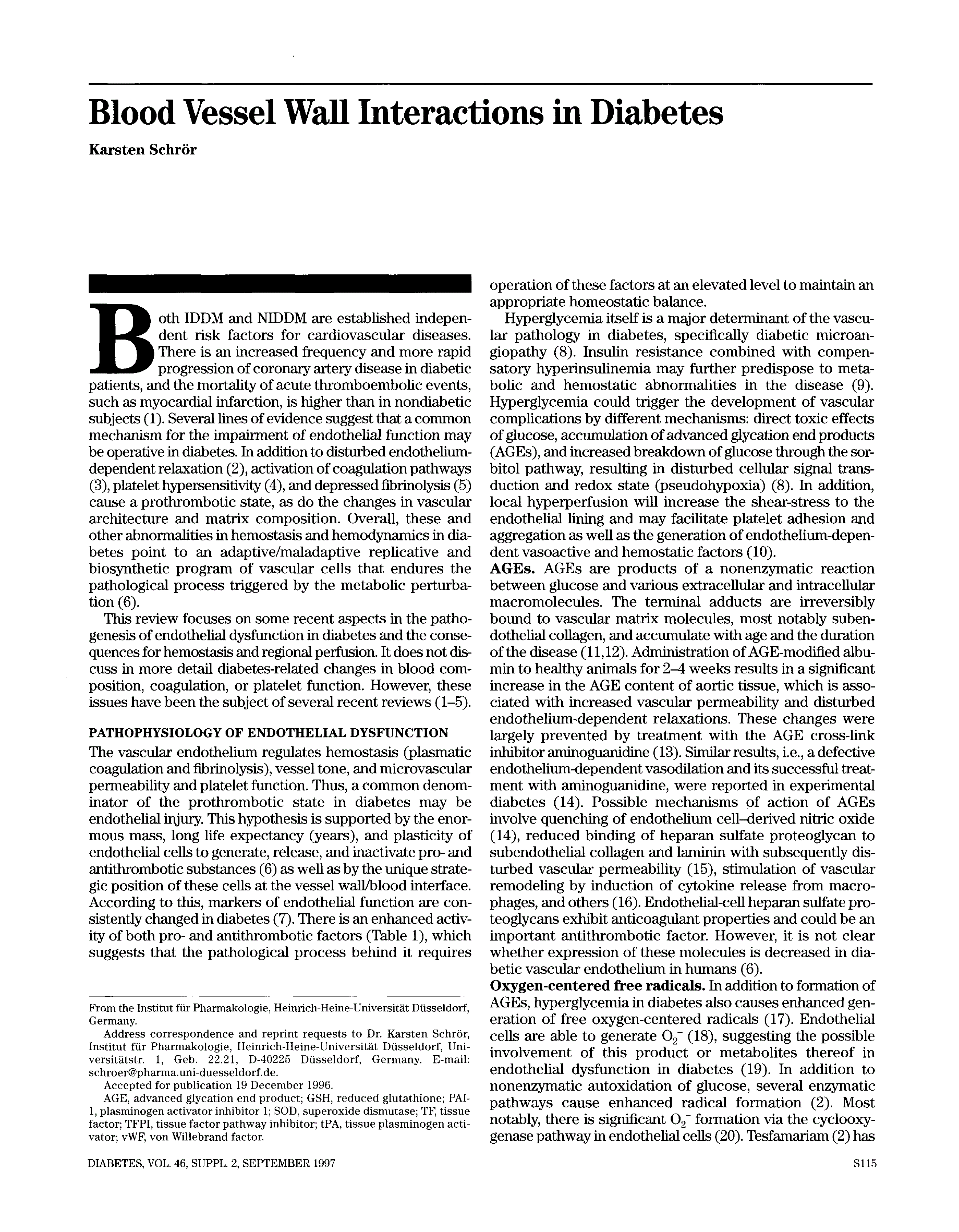 First page of Blood Vessel Wall Interactions in Diabetes