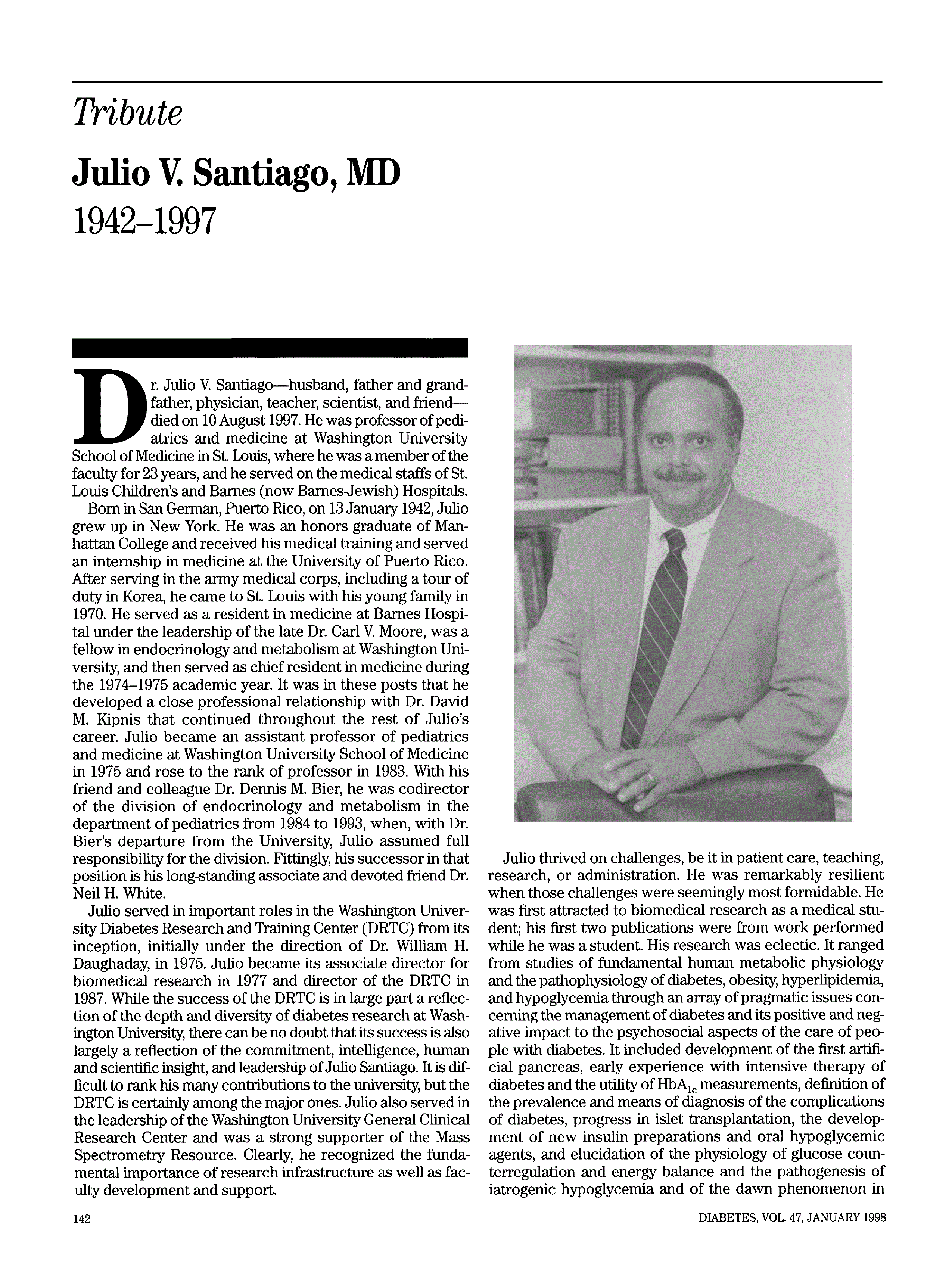 First page of Julio V. Santiago, MD 1942–1997