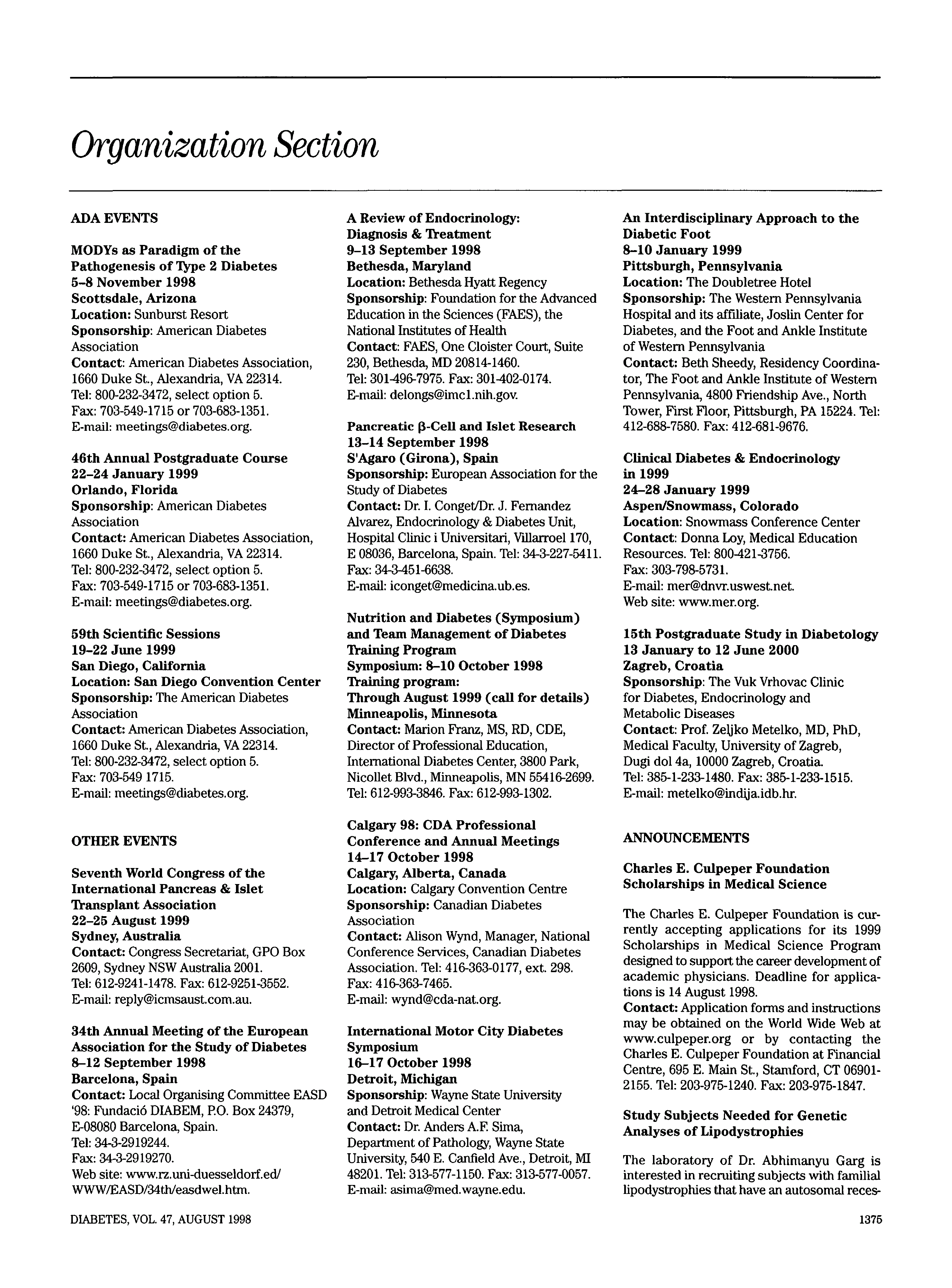 First page of Organization Section