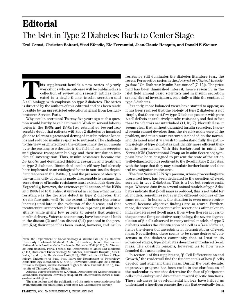 First page of The islet in type 2 diabetes: back to center stage.