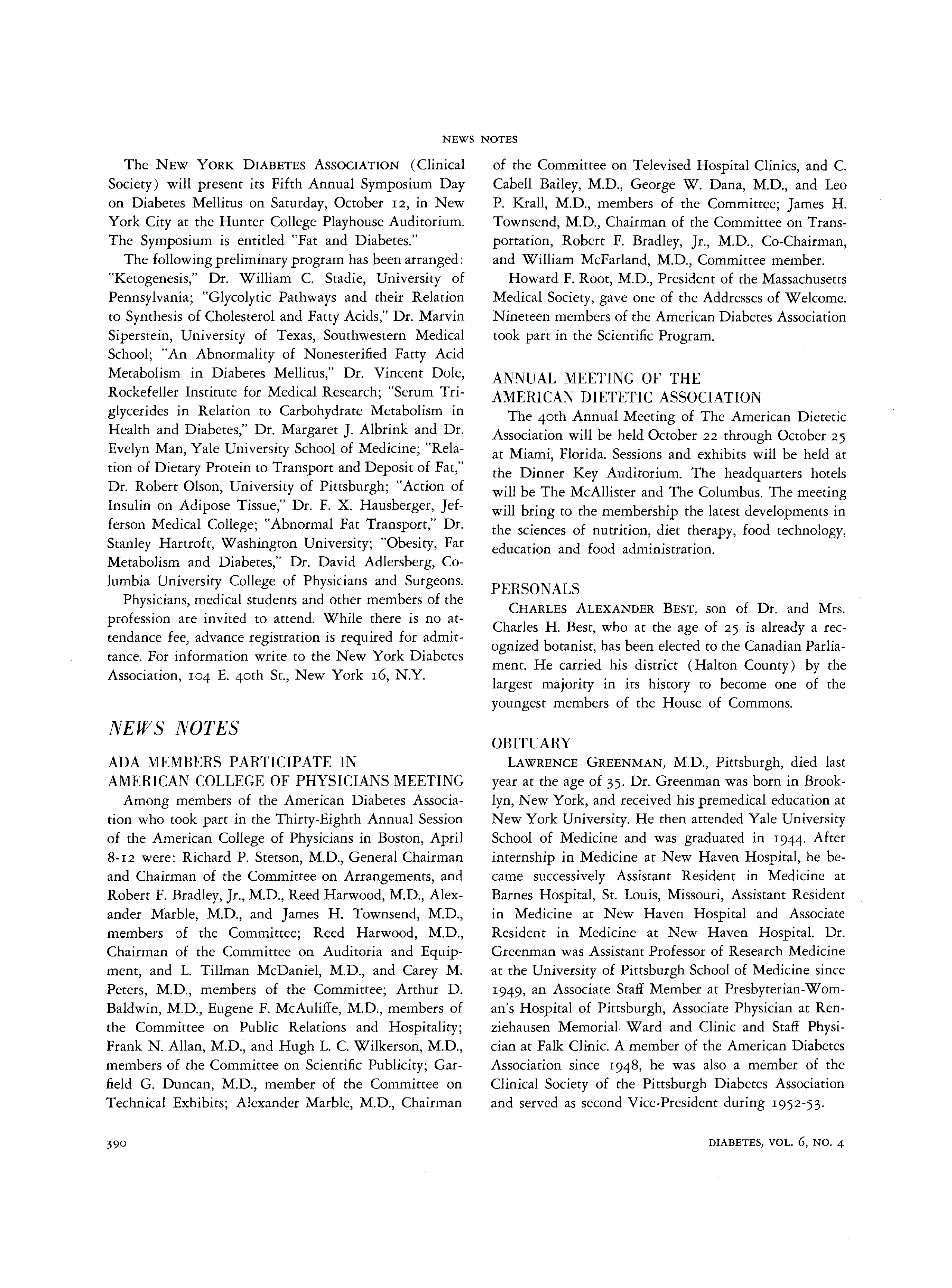 First page of ADA Members Participate in American College of Physicians Meeting
