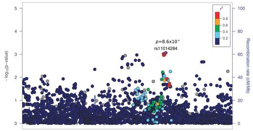 Regional summary of the association, linkage, and sequencing findings for PDR on chromosome 10p12 CACNB2 locus.