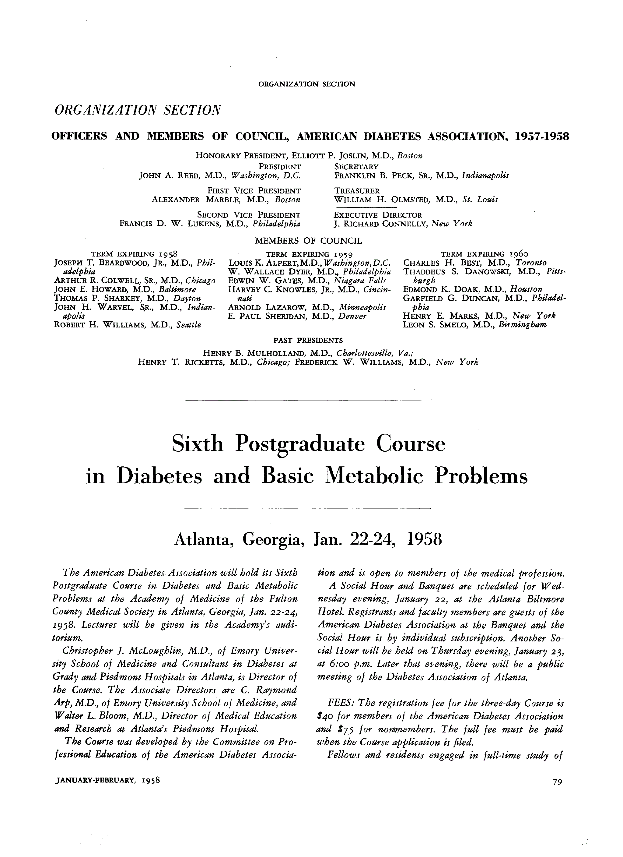 First page of Sixth Postgraduate Course in Diabetes and Basic Metabolic Problems