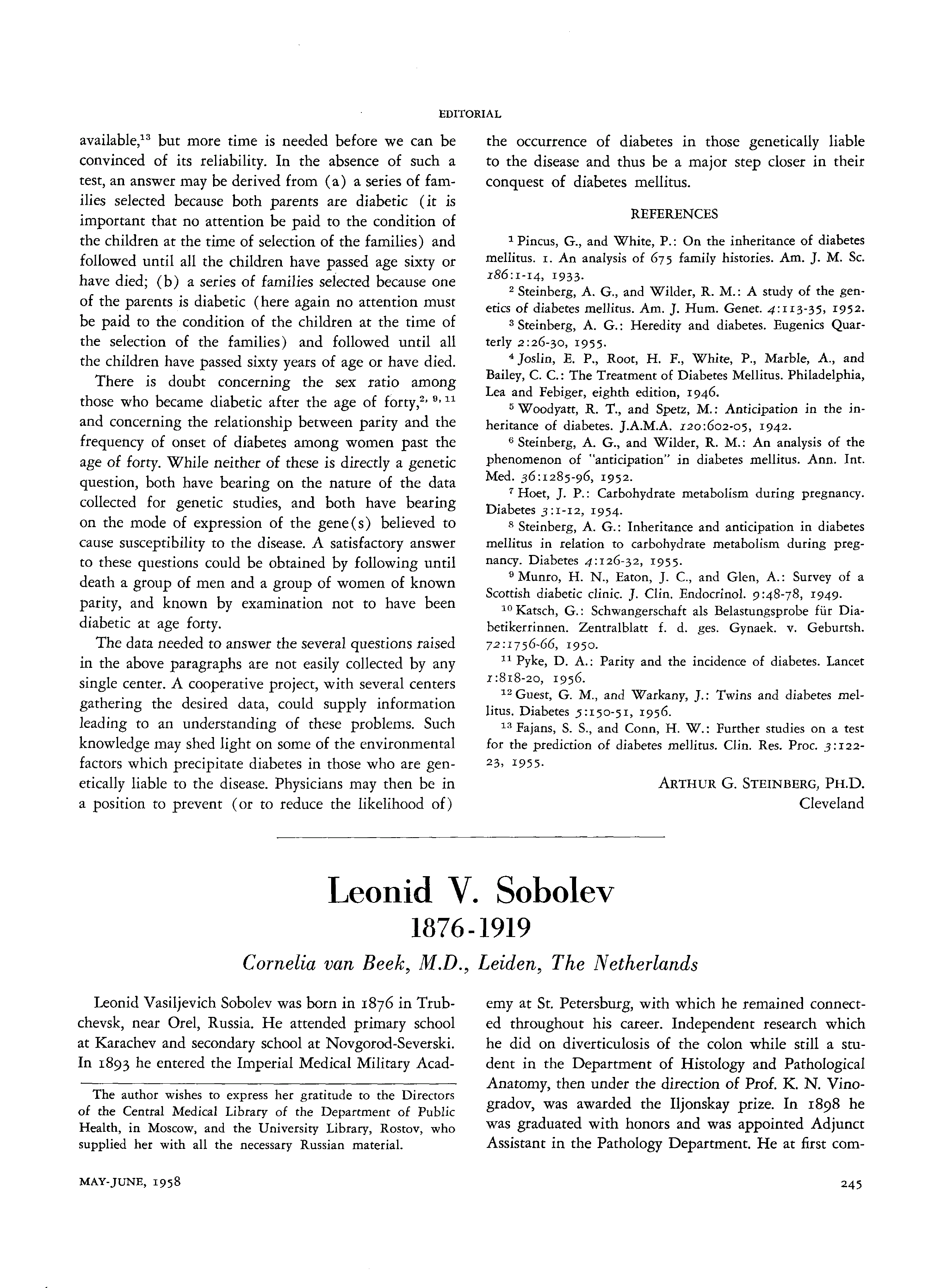 First page of Leonid V. Sobolev 1876-1919