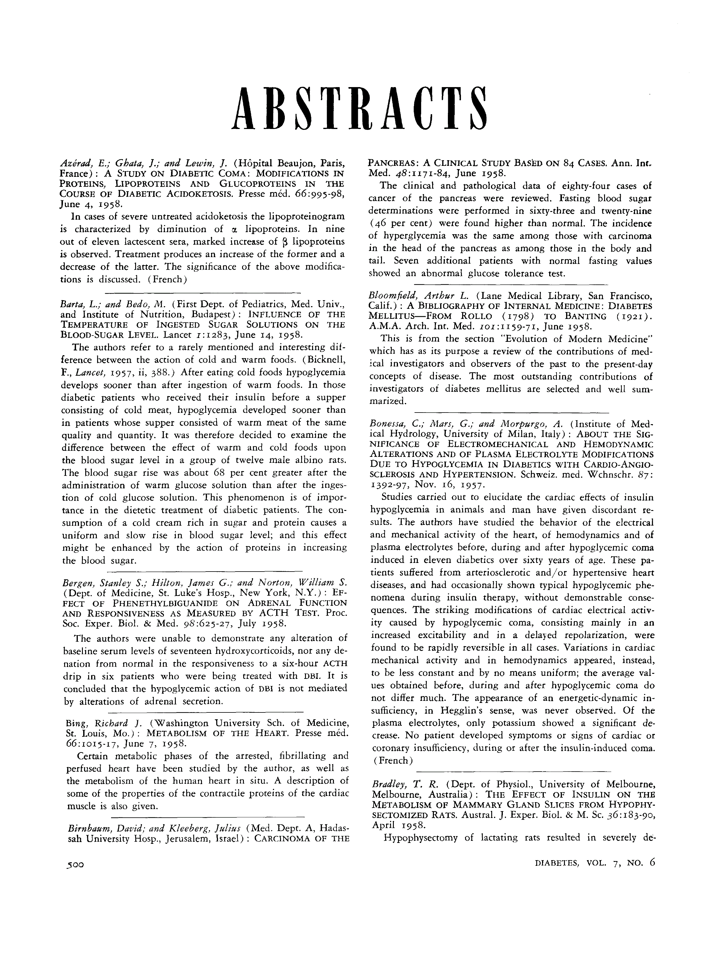 First page of Abstracts