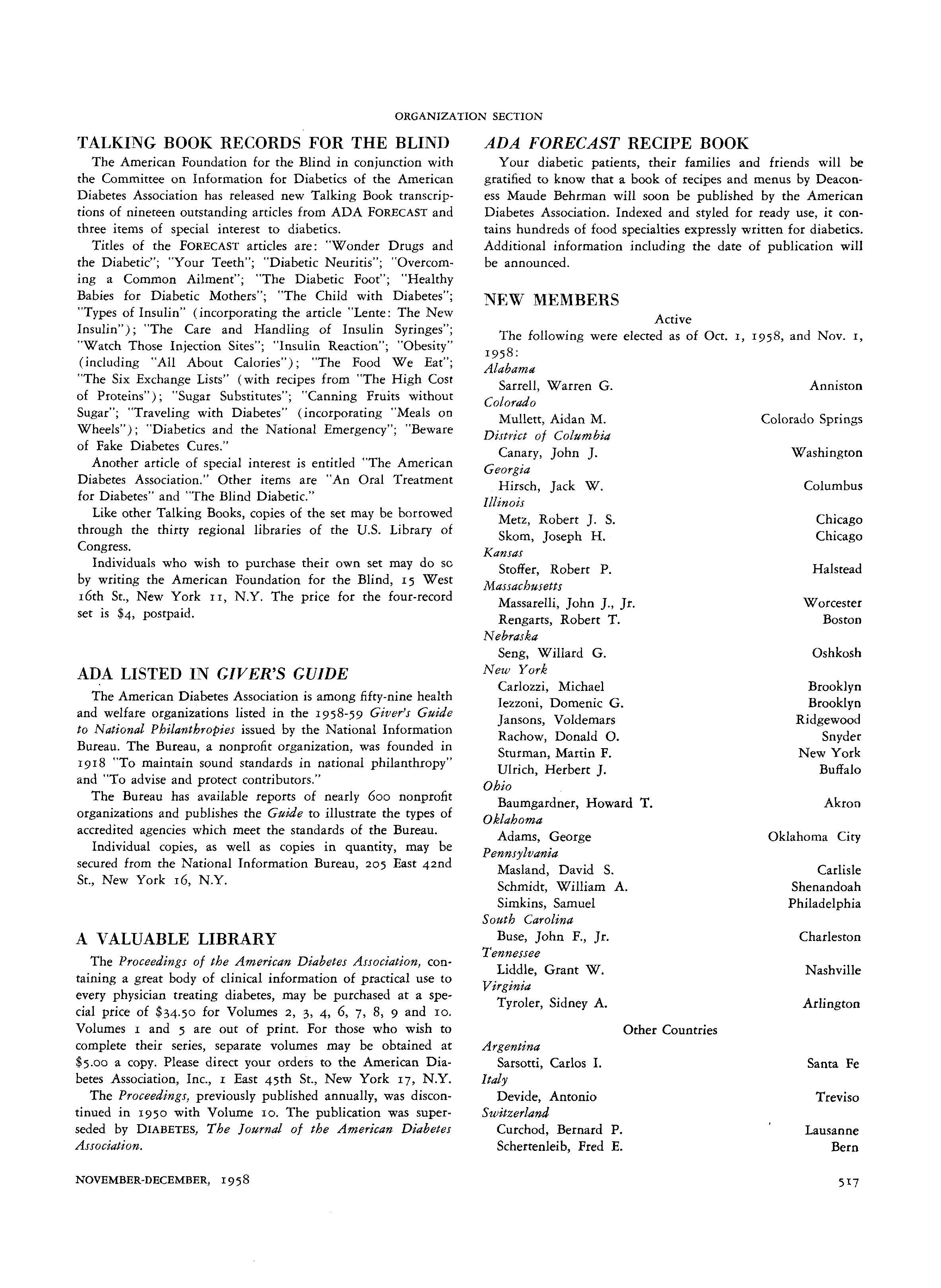 First page of New Members