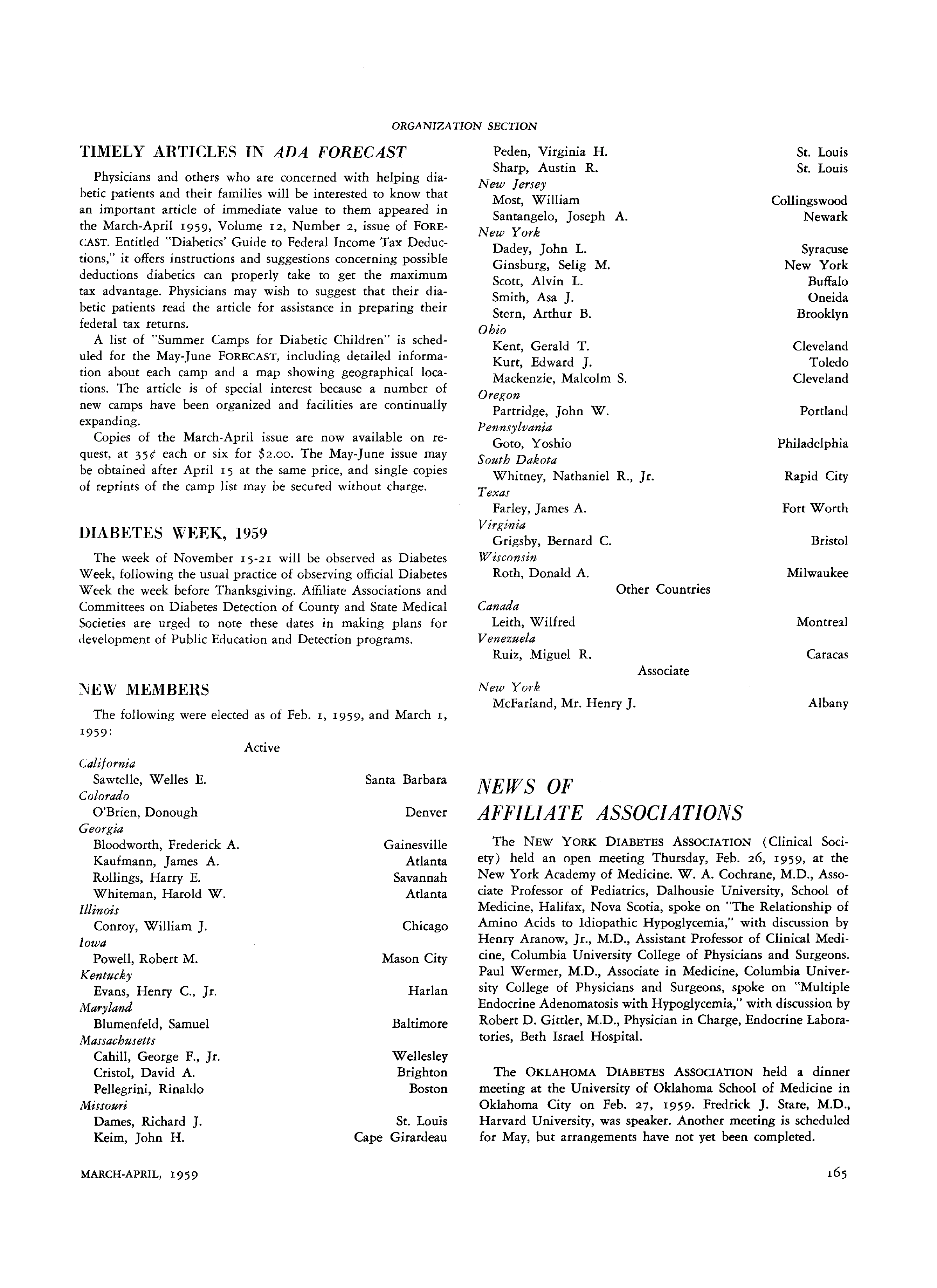 First page of Timely Articles in ADA Forecast