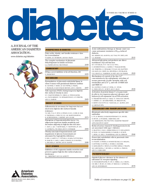 Diabetes Cover Image for Volume 60, Issue 10
