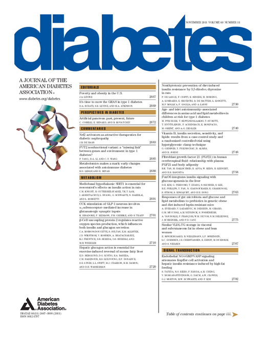 Diabetes Cover Image for Volume 60, Issue 11