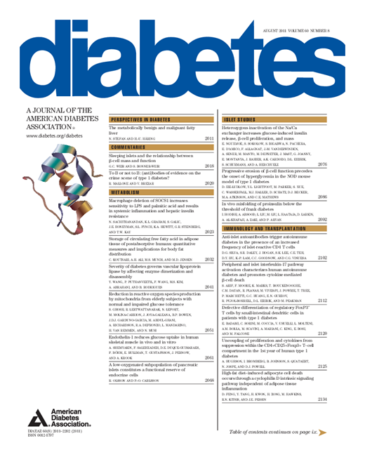 Diabetes Cover Image for Volume 60, Issue 8