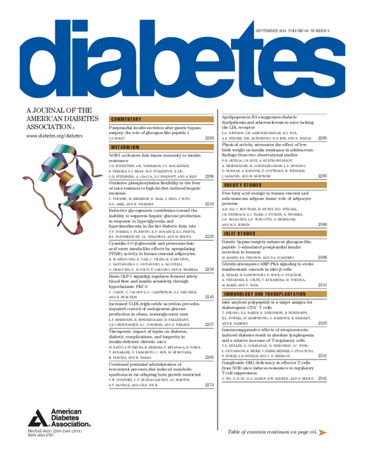 Diabetes Cover Image for Volume 60, Issue 9