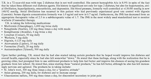 Case Study 1: Possible Interactions Between Complementary and Conventional Therapies in a 72-Year-Old Man With Diabetes