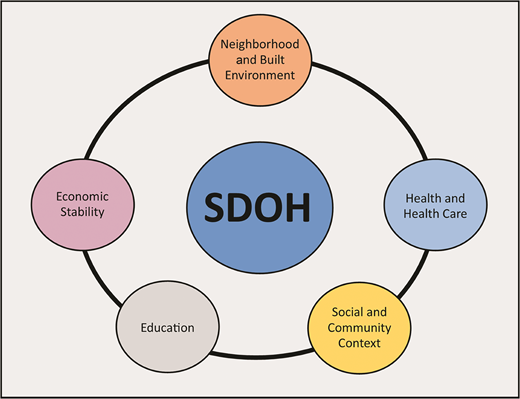 Five key areas of the Healthy People 2030 focus on SDOH (2).