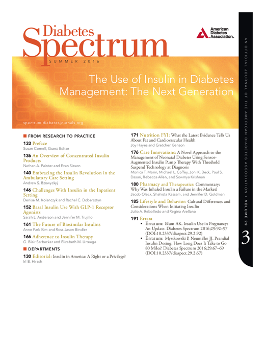 Diabetes Spectrum Cover Image for Volume 29, Issue 3