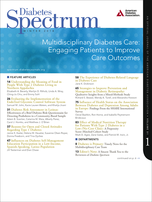 Diabetes Spectrum Cover Image for Volume 31, Issue 1
